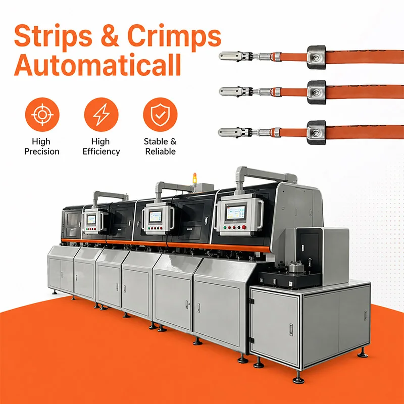 High Voltage Small Gauge Wire Harness Insulation Stripping Shield Eversion & Terminal Crimping Integrated Machine