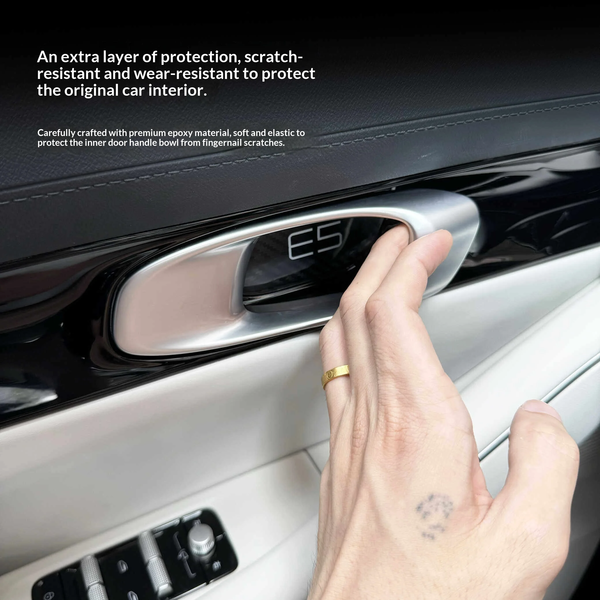 For Geely Galaxy E5/EX5 Car Inner Door Handle Anti Scratch Protection Epoxy Sticker Blackout Wear Resistant Door Switch Trim