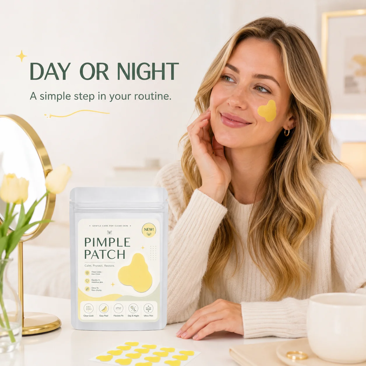 Acne Patches (100/200/400 Pieces), 20 per Sheet, Yellow Cloud Shapes—Soft, Flexible, Easy to Use, Bright Style for Daily Wear