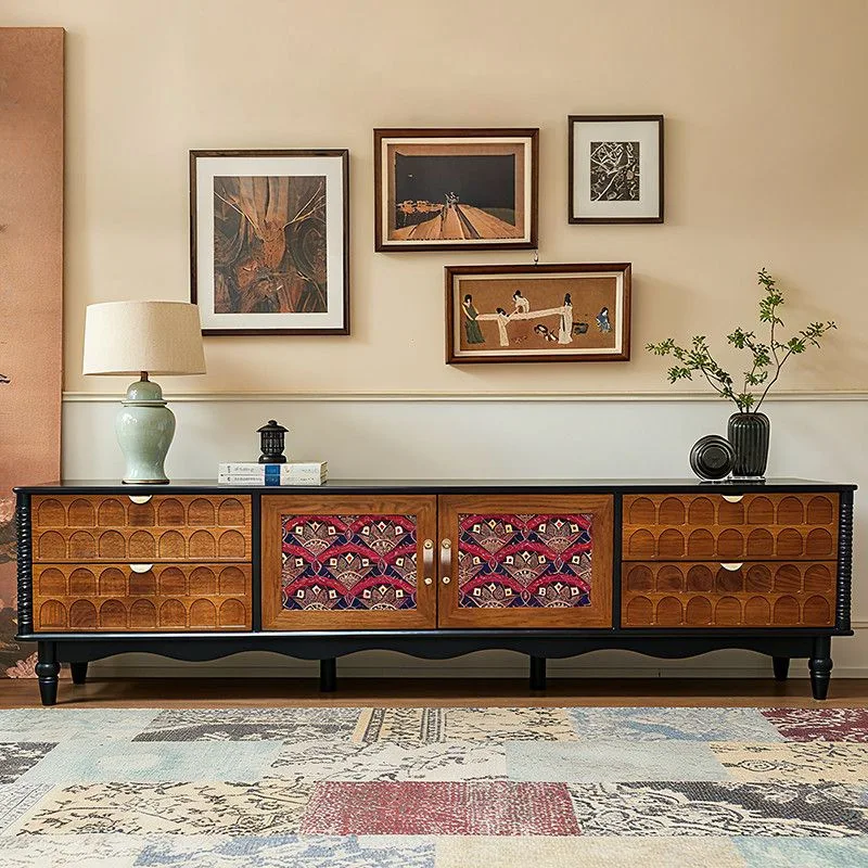 

Customizable French Vintage Solid Wood TV Cabinet Floor Standing Living Room Home 2m Storage Display Cabinet