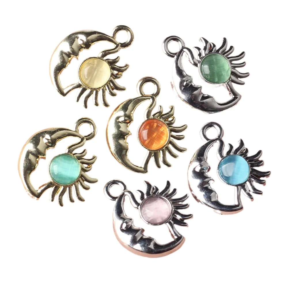10 قطعة/الوحدة 12*15 مللي متر سبائك الزنك الراتنج القمر الشمس قلادة جالبة للحظ ل قلادة سوار مجوهرات بمناسبة Diy بها بنفسك اكسسوارات