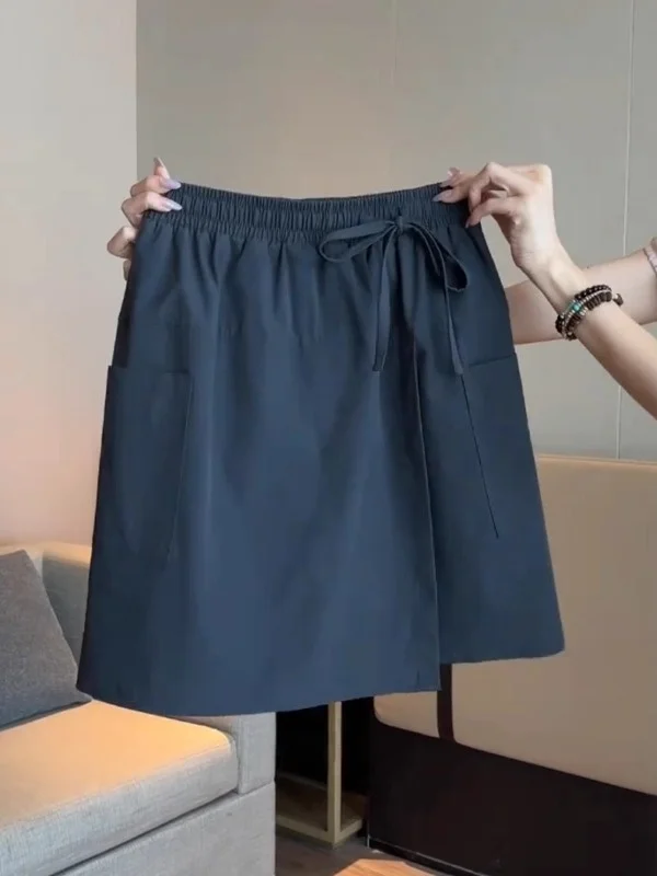 plus Size Women's American Workwear  Skirt High Waist Quick Dry A-Line Half Body Skirt Pants Summer New Style Slimming