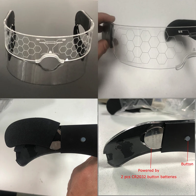 Coole leuchtende LED-Brille, blinkende Partybrille, futuristische transparente LED-Brille für Nachtclub, DJ, Tanzparty-Dekoration – Detail 23