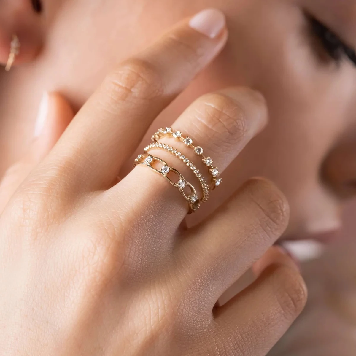9K/14K/18K Yellow Gold Lab Created Diamond Ring VS/VVS Brilliant Round Cut lab diamond Openwork Ring Fine Jewelry For Stacking