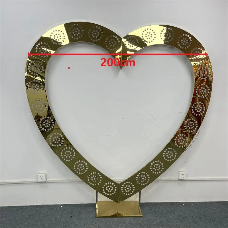 New Wedding Props Gold Silver Heart shaped Sunflower Wedding Stage Decoration Stainless Steel Arches Screen Welcome