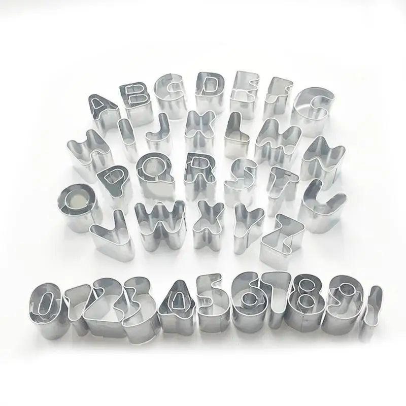 

E8BD 37 Pcs Cookie Cutters Moulds Stainless Steel Baking Utensil Cartoon Number Letter Gift for Baking Lover Easy to Use