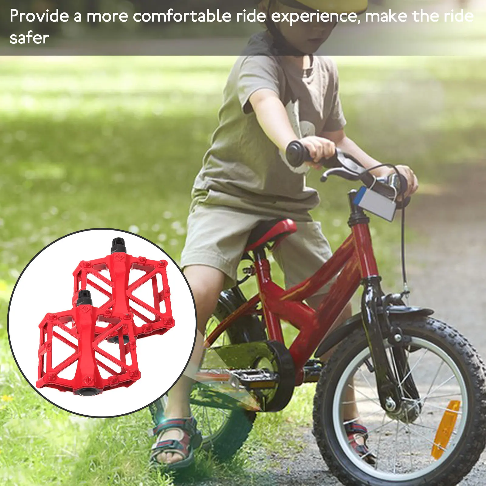 

2 шт. универсальные педали для велосипеда из алюминиевого сплава, практичные, прочные, противоскользящие, сменные, для велоспорта (красные)