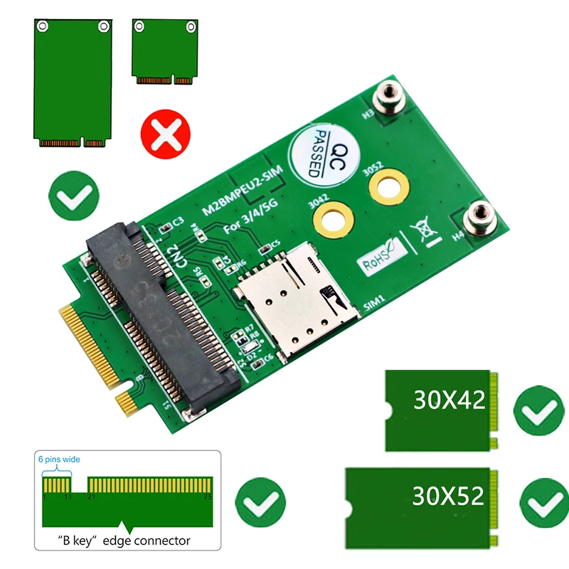 Переходник NGFF M.2 с ключом B на Mini PCIE, переходная плата с слотом для карты NANO SIM для 3G/4G/Φ, модуль GSM LTE, мини-карта PCIe для настольного ПК