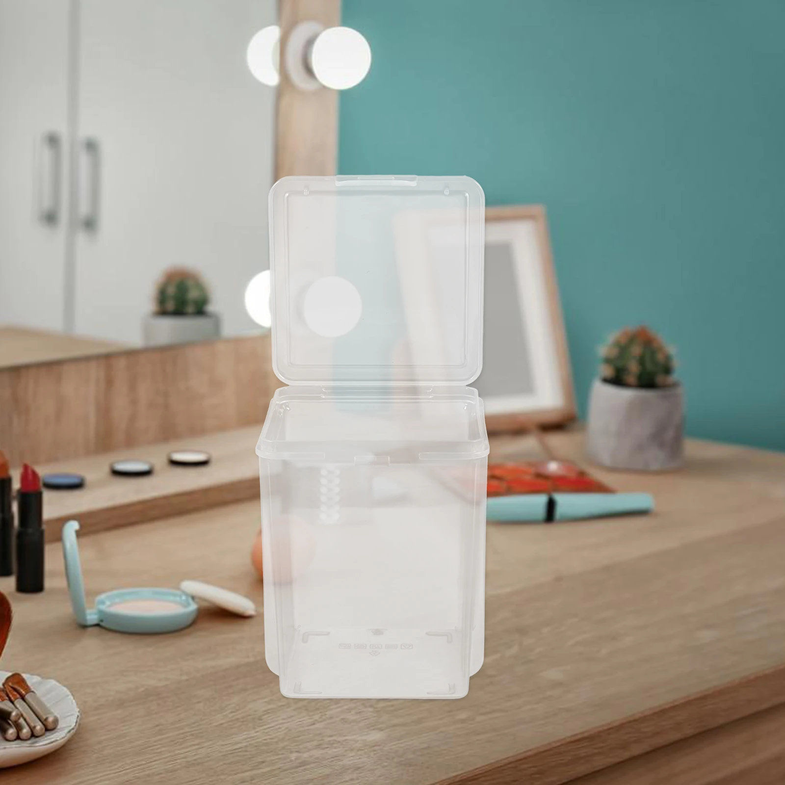 

2Pcs Clear Organizer Storage Box Plastic Desktop Container Jewelry Holder with Lid for Office Classroom Stationery Makeup