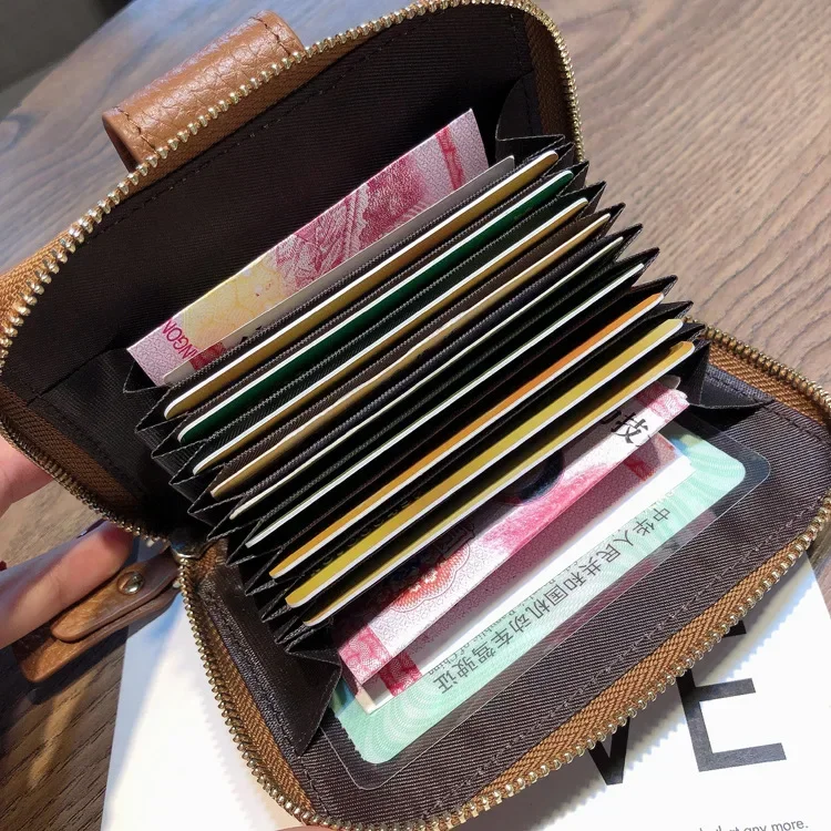 Women Short PVC + Genuine Leather Wallets Vintage Letters Small Purse Large-capacity Coin Card Holder High-quality Wallet 7-5