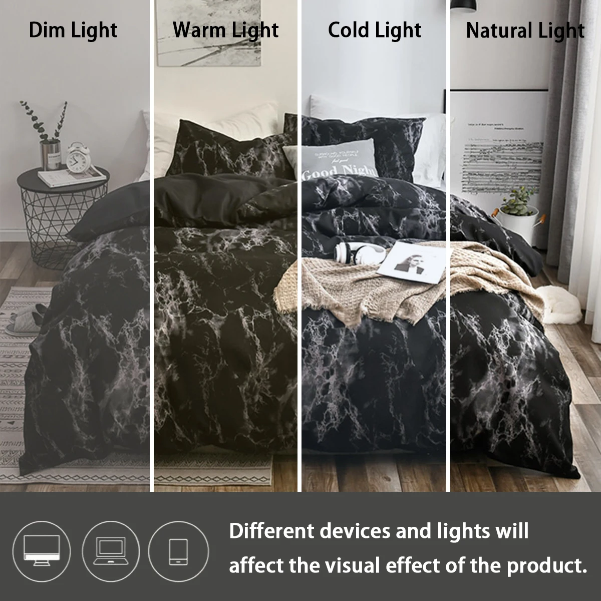 3-częściowy zestaw poszewek na kołdrę z nadrukiem marmuru, miękki, przyjazny dla skóry zestaw pościeli zawiera 1 poszewkę na kołdrę i 2 poszewki na poduszki