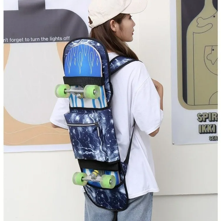 Night light backpack skateboard bag, double upturned size fish board, land punching board bag, skateboard storage bag