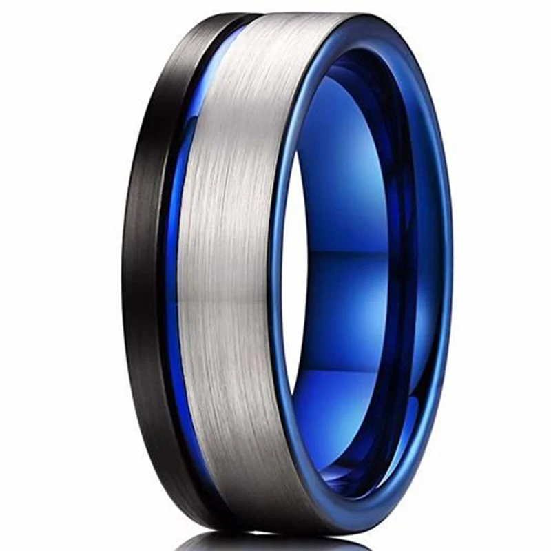 Fashion 8mm Tricolor Titanium Stainless Steel Rings for Men Women Black Brushed Men Promise Rings Wedding Party Jewelry Gifts