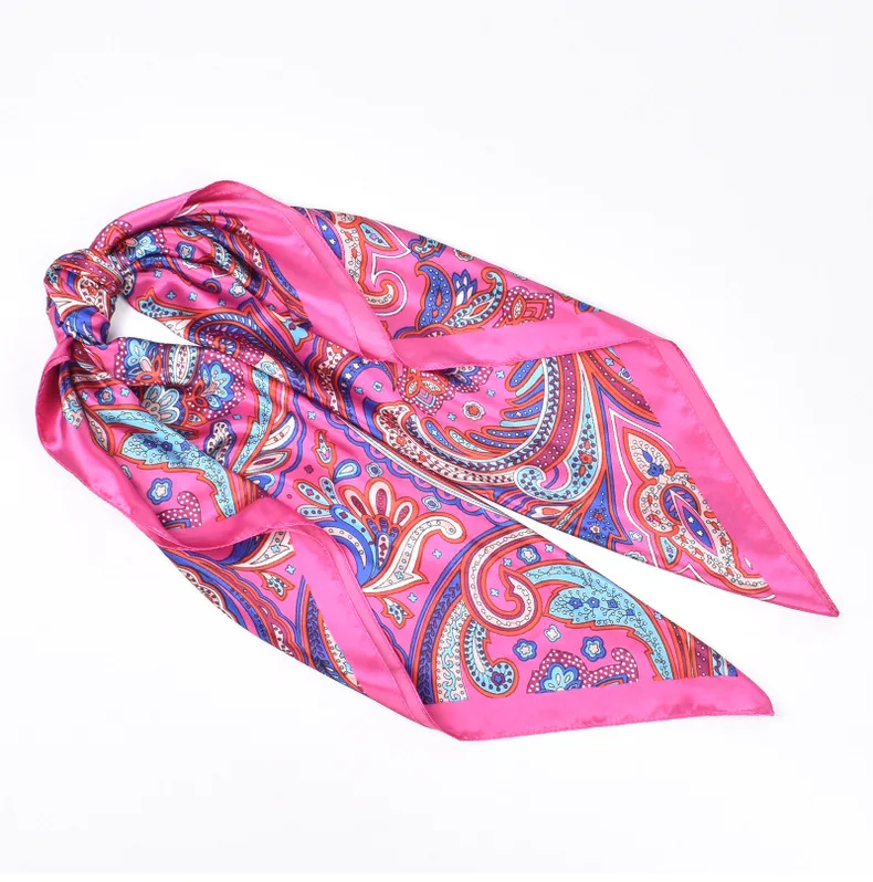 Hochwertige Seidenschals für Damen, quadratisch, Satin, Hijab-Schal, schlichtes Taschentuch, Schals, Wraps, Kopf, weibliches Stirnband, islamisches Halstuch – Detail 15