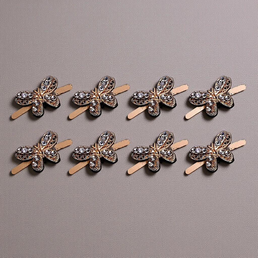 

8pcs Alloy Shoes Buckle Golden Creative Shoe Clips Diy Diamond Charms Decorative Accessories For High Heels Sandals Flat Shoes
