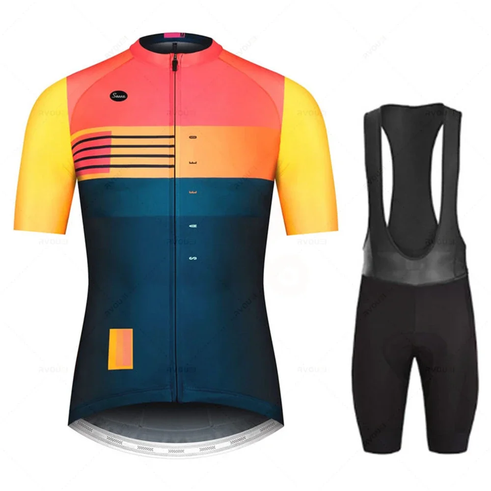 New Pro Team Cycling Jersey Sets Men Bib Shorts Bicycle Short Sleeve Bicicleta Clothing Bike Maillot Ciclismo Hombre Black Sets