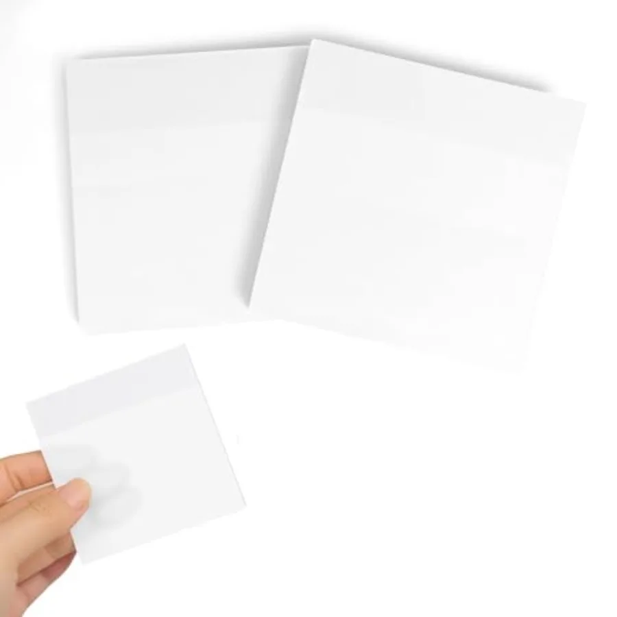 100 Sheets Frosted Transparent Sticky Notes 3x3 Inch, Pearlescent Self-Stick-Notes, Clear See Through, Waterproof, Easy to Post