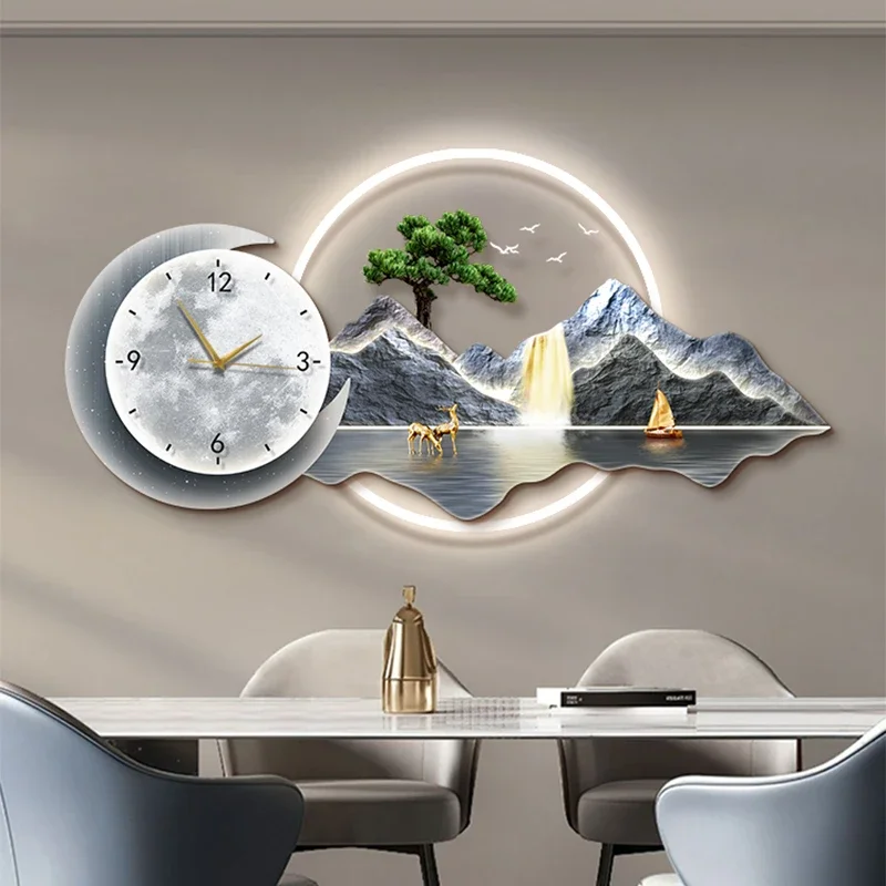 Room Wall Clocks Art Mural Luxury Digital Living Led Mechanism Interior Clock Wall Chinese Style Reloj De Pared Home Decoration