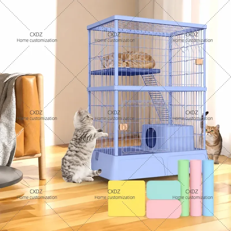 Large Indoor Cat Cage Villa Spacious Free Space Cat House Nest for Household Balcony Pet Living Area