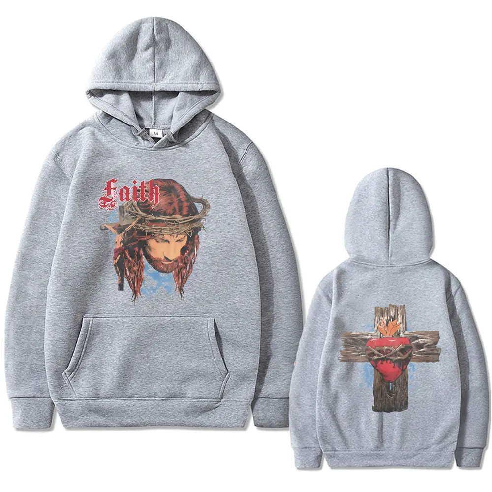 Christian Jesus Faith Graphic Hoodie Men Women Fashion Casual Oversized Pullover Hoodies Men's Vintage Fleece Cotton Sweatshirt