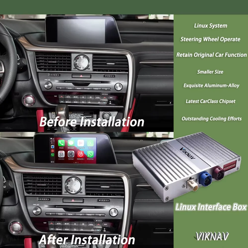 Viknav Linux Interface Box For Lexus RX 2016 2017 2018 2019 8 Inch Screen Wireless Apple CarPlay Android Auto