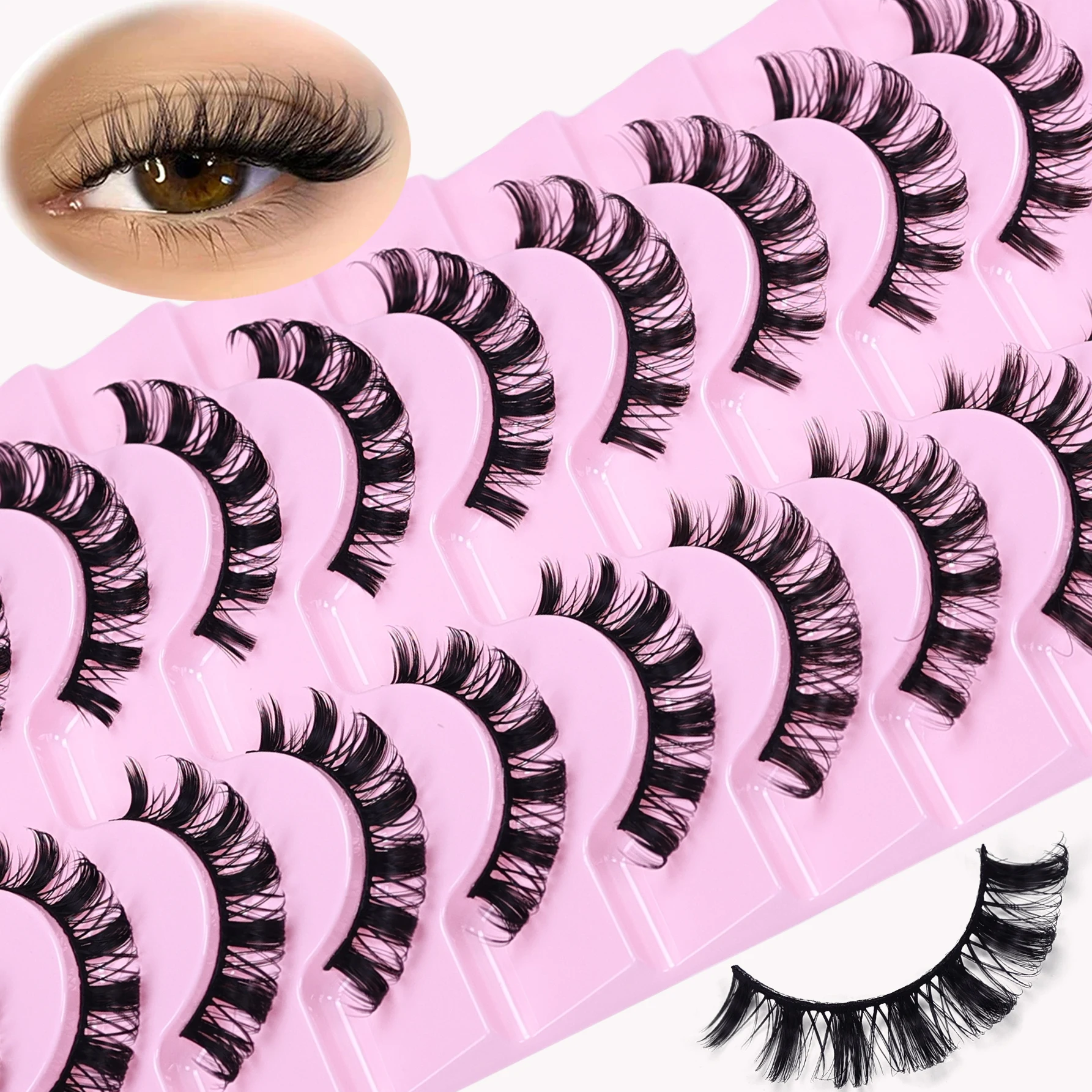 10 أزواج جلدة D حليقة 10-16 مللي متر الروسية جلدة ثلاثية الأبعاد الرموش وهمية قابلة لإعادة الاستخدام رقيق الروسية قطاع جلدة