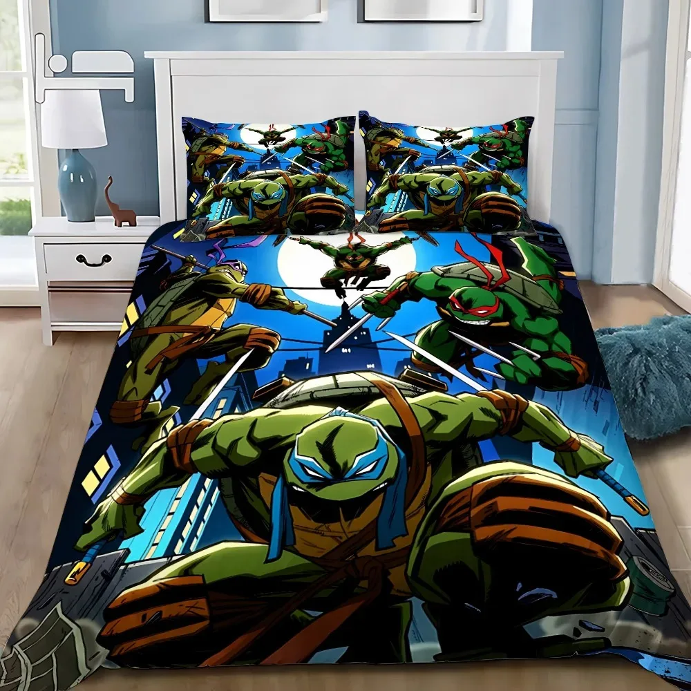 Cartoon N-Ninjas Duvet Cover Pillowcase Turtles Bedding Set Adult Boy Girl Bedroom Decoration Children Single Double Large Size