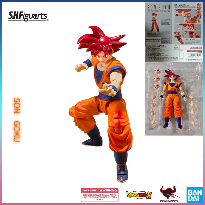 In Stock Authentic BANDAI SHF Dragon Ball Super Son Goku Super Saiyan God 1/12 Scale Articulated Action Figure