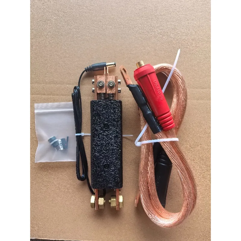 Portable hand-held spot welding pen with built-in spring