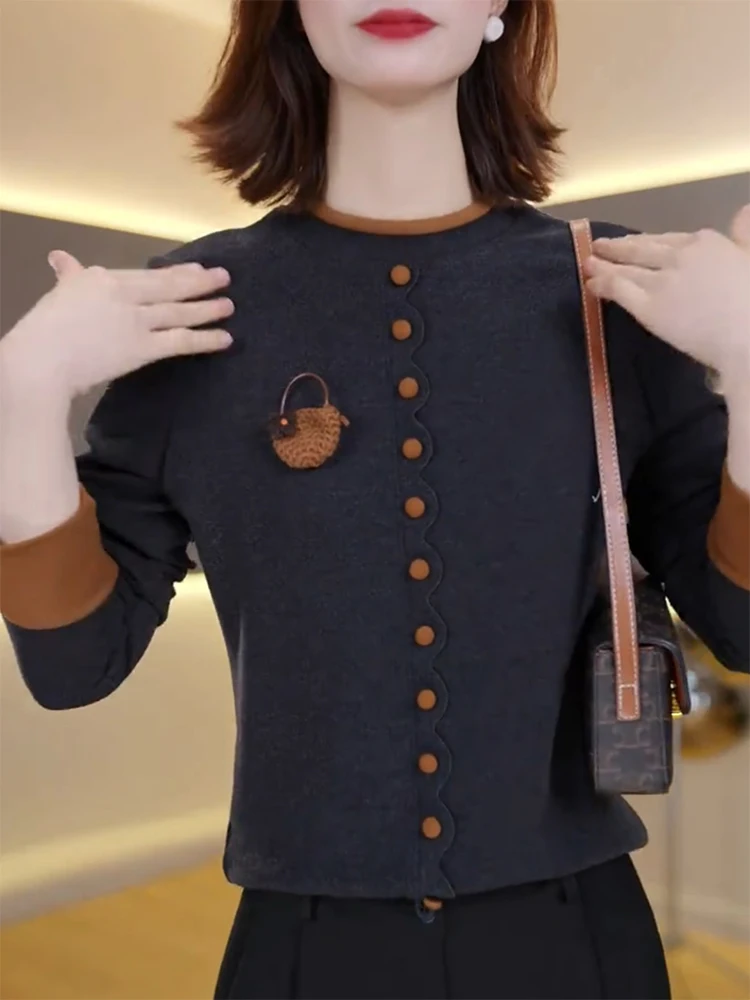 

Ele Color Blo f High Ne Knitwear Faionable Slimming Top for Autumn Winter Large Size Premium Quali Camere