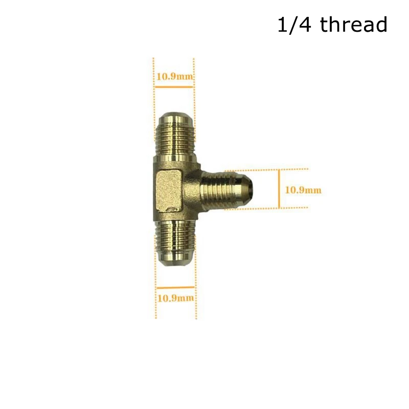 Tee De Ar Condicionado De Latão Forjado, SAE 1/4 3/8 1/2 3/4 fit, Rosca UNF, 3 Maneiras Igual Flare Conectando Adapeter De Encaixe De Tubulação
