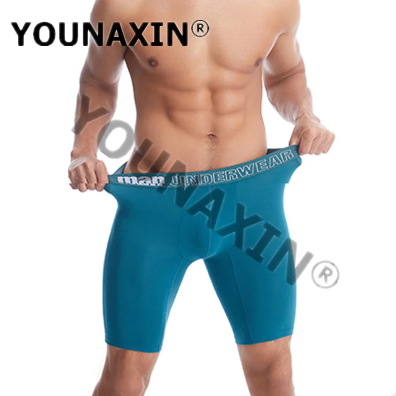 1 Pieces Big Size Men Underwear Boxers Briefs Panties Bamboo Fiber Knickers Boy Underpants Stitching Color Long Undies 6XL 7XL