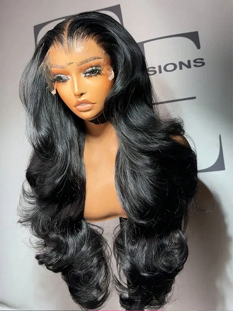 

40 Inch 13x4 Transparent Body Wave Lace Front Wigs 250 Density 13x6 HD Lace Frontal Human Hair Wig Long Black Human HairWig Natural Color
