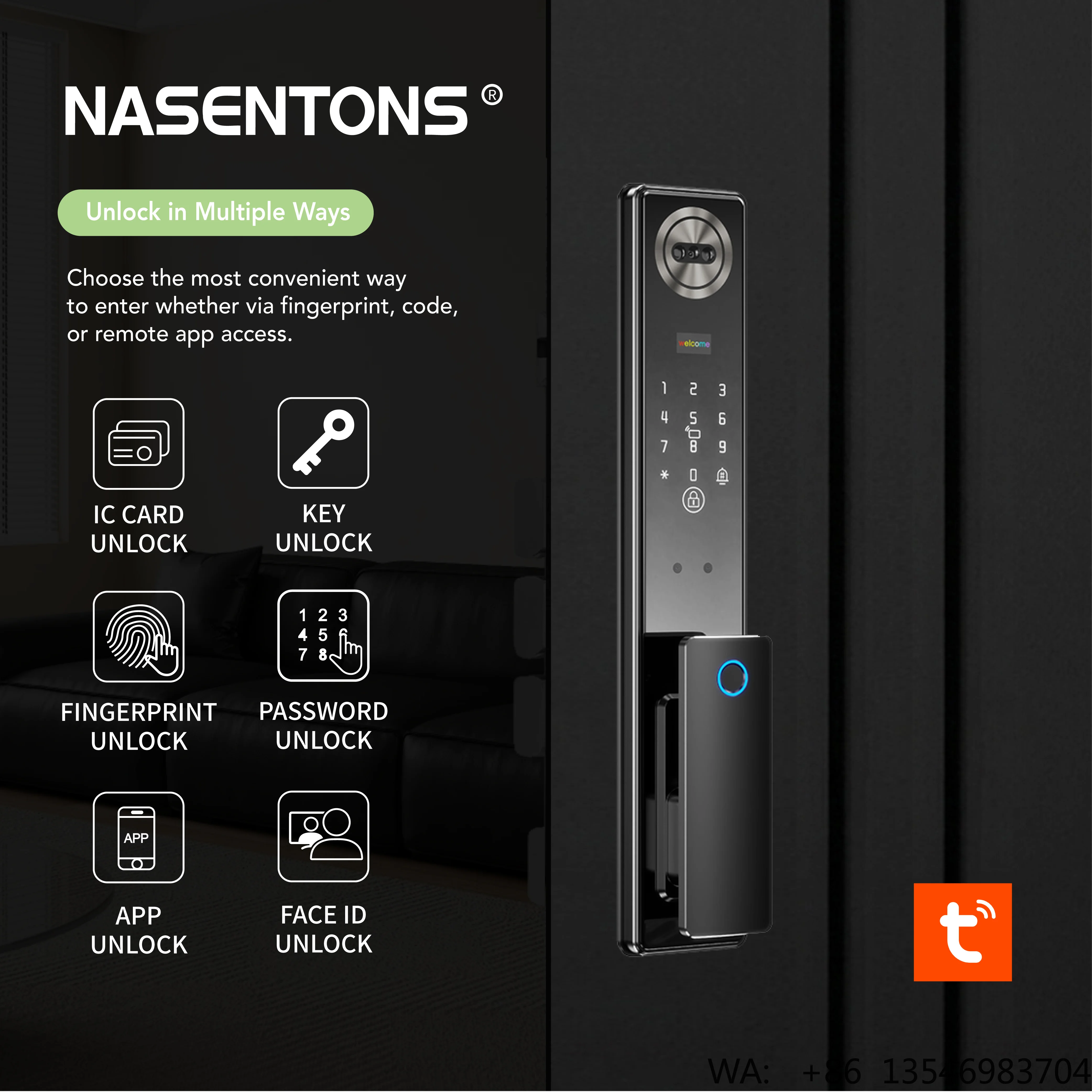 Tuya WiFi Face Recognition Door Lock Video Intercom Function Fingerprint Smart Electronic Lock for Home