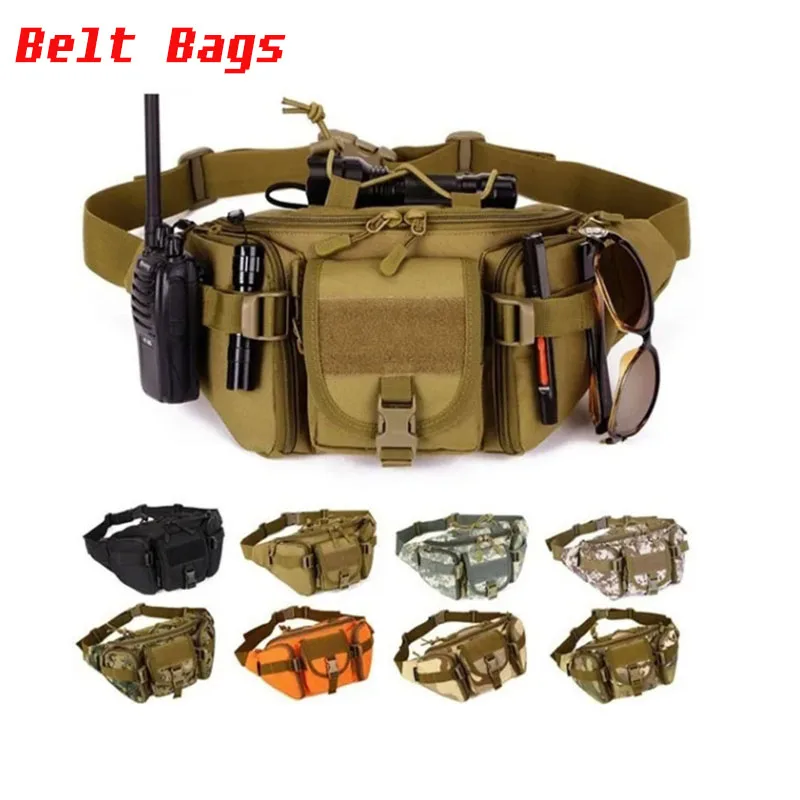 ‌ حقيبة خصر تكتيكية عسكرية للرجال - حقيبة رياضية خارجية مقاومة للماء مع مولي للمشي لمسافات طويلة والجري والسفر