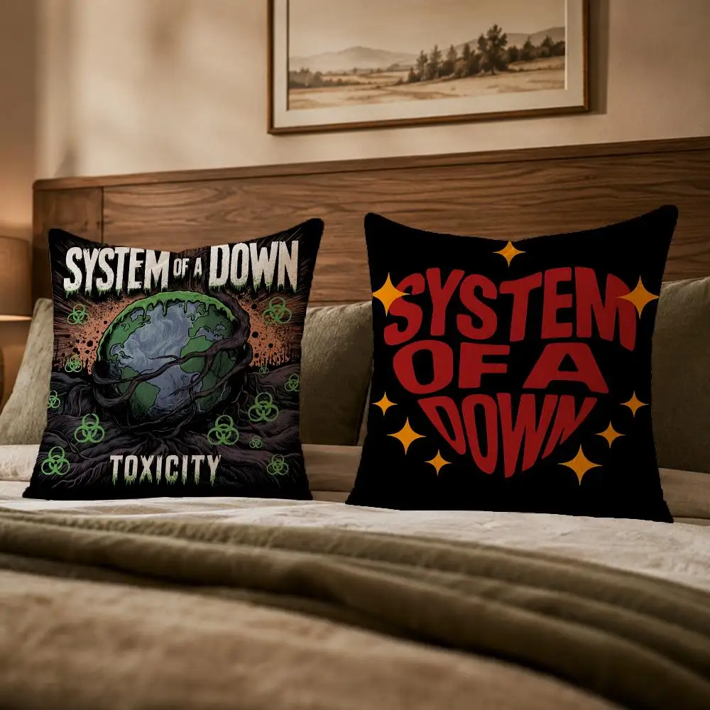 Metal Band S-System of a DownS Cushion Cover Ultra Soft Throw Pillow Cover Skin Friendly for Sofa Bed Home Decor Gift