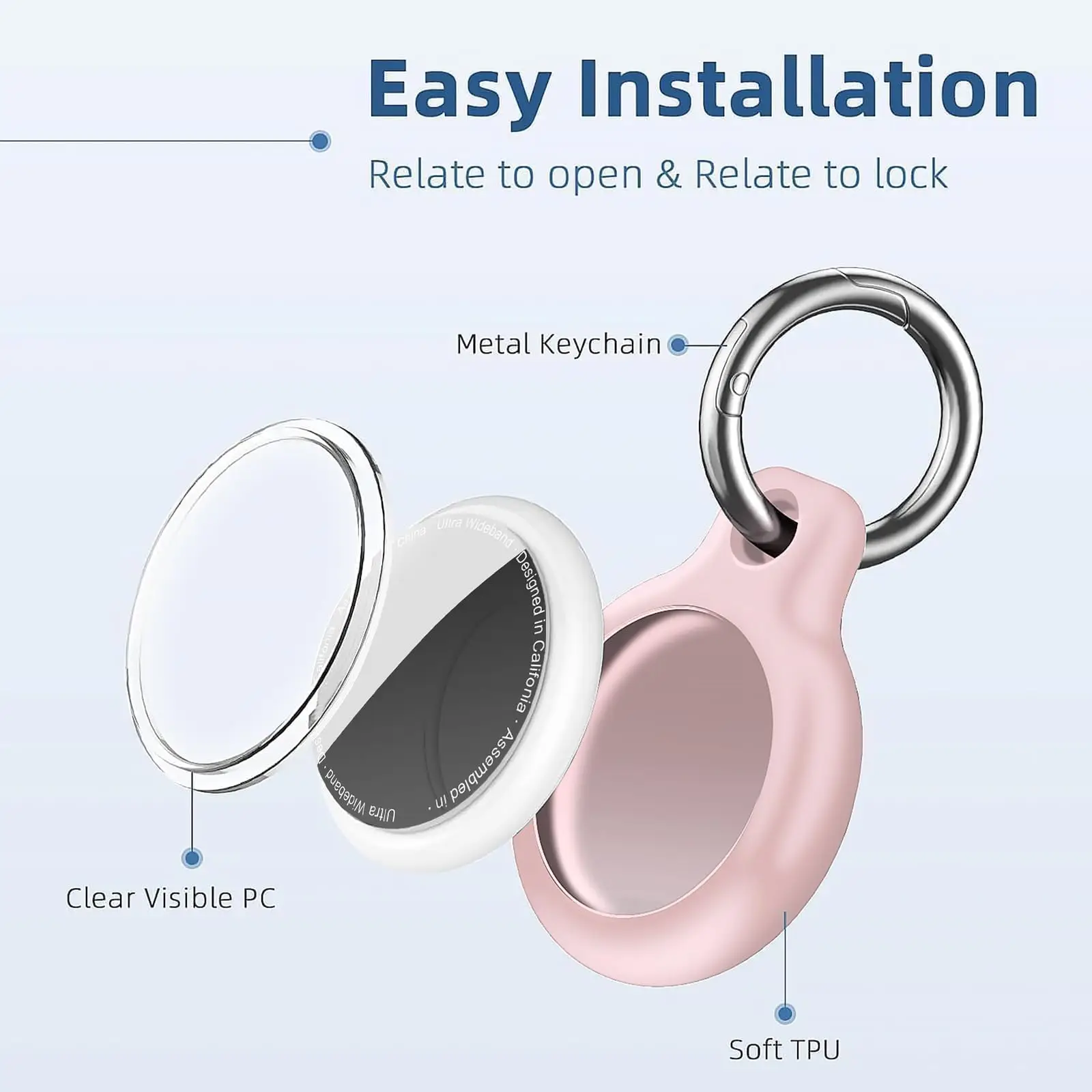 Casing TPU Anti Air untuk Apple AirTag, Pelindung Anti Gores untuk Pelacak GPS Air Tag, Gantungan Kunci untuk Kunci, Hewan Peliharaan, dan Bagasi