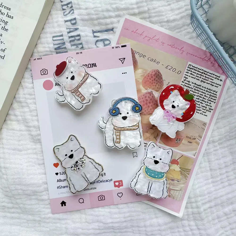 

2pcs Cute West Highland Puppy Ladies Hairpins Cartoon Puppy Sweet Girl Bangs Side Clips