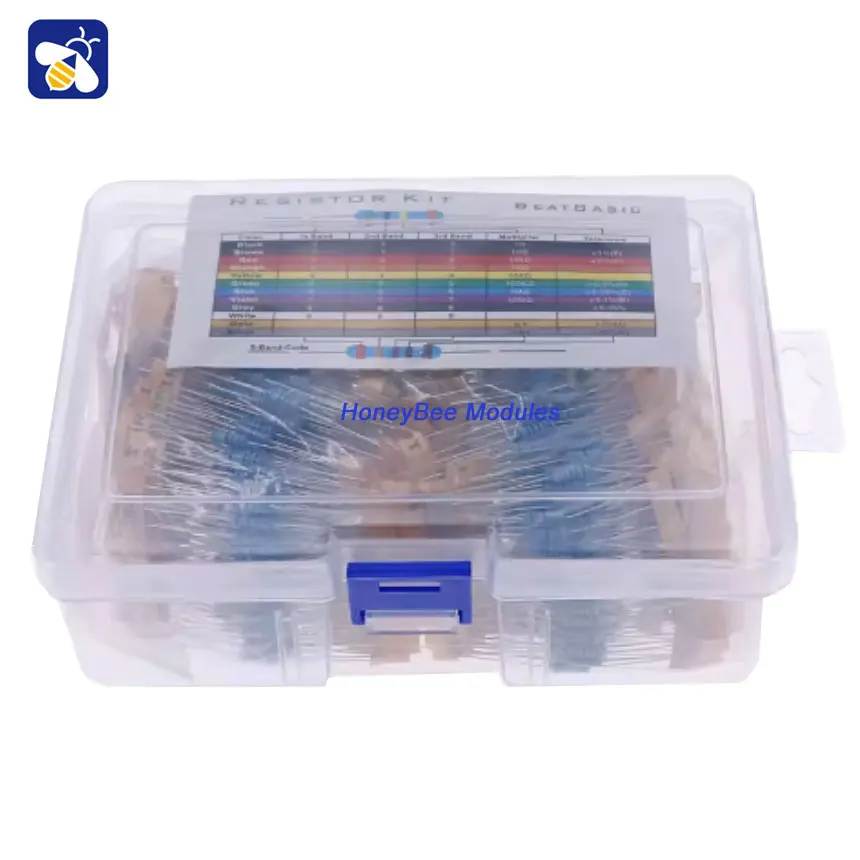 Box of 1100pcs 110pcs 0.5W Direct Insertion Resistors(0.1Ohm-10M) 1/2W Metal Film Resistor Kits