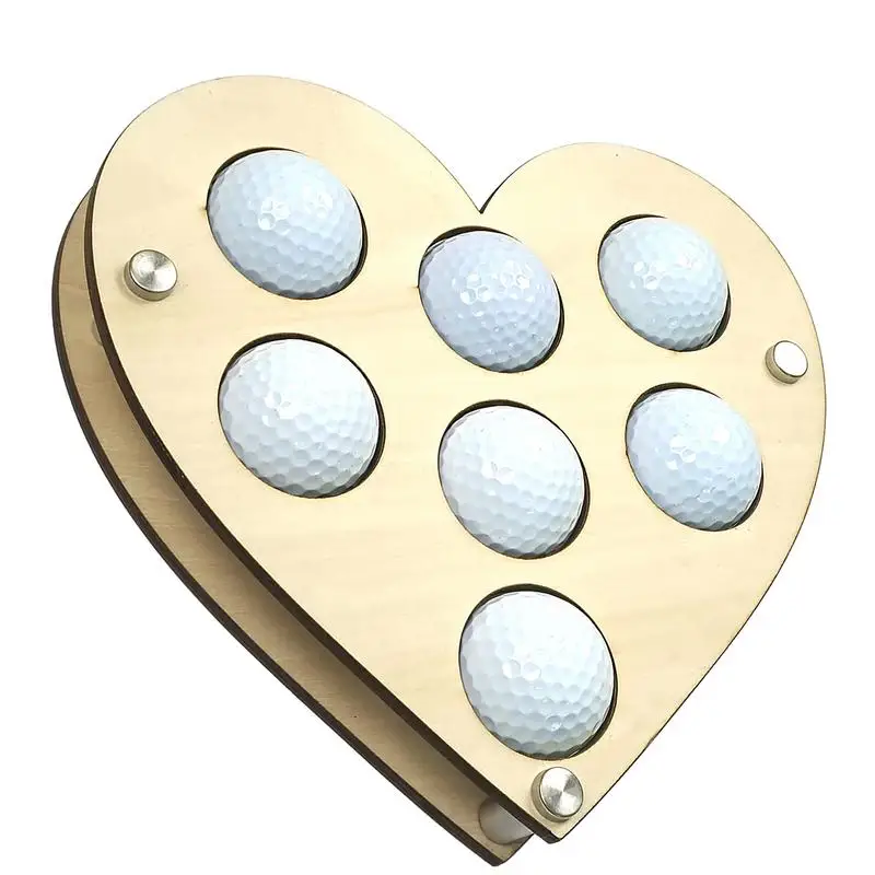 Golf Ball Display Holder Wood Heart Shape Golf Ball Collection Storage Organizer Golf Balls Wall Mount Decor For Golf Ball