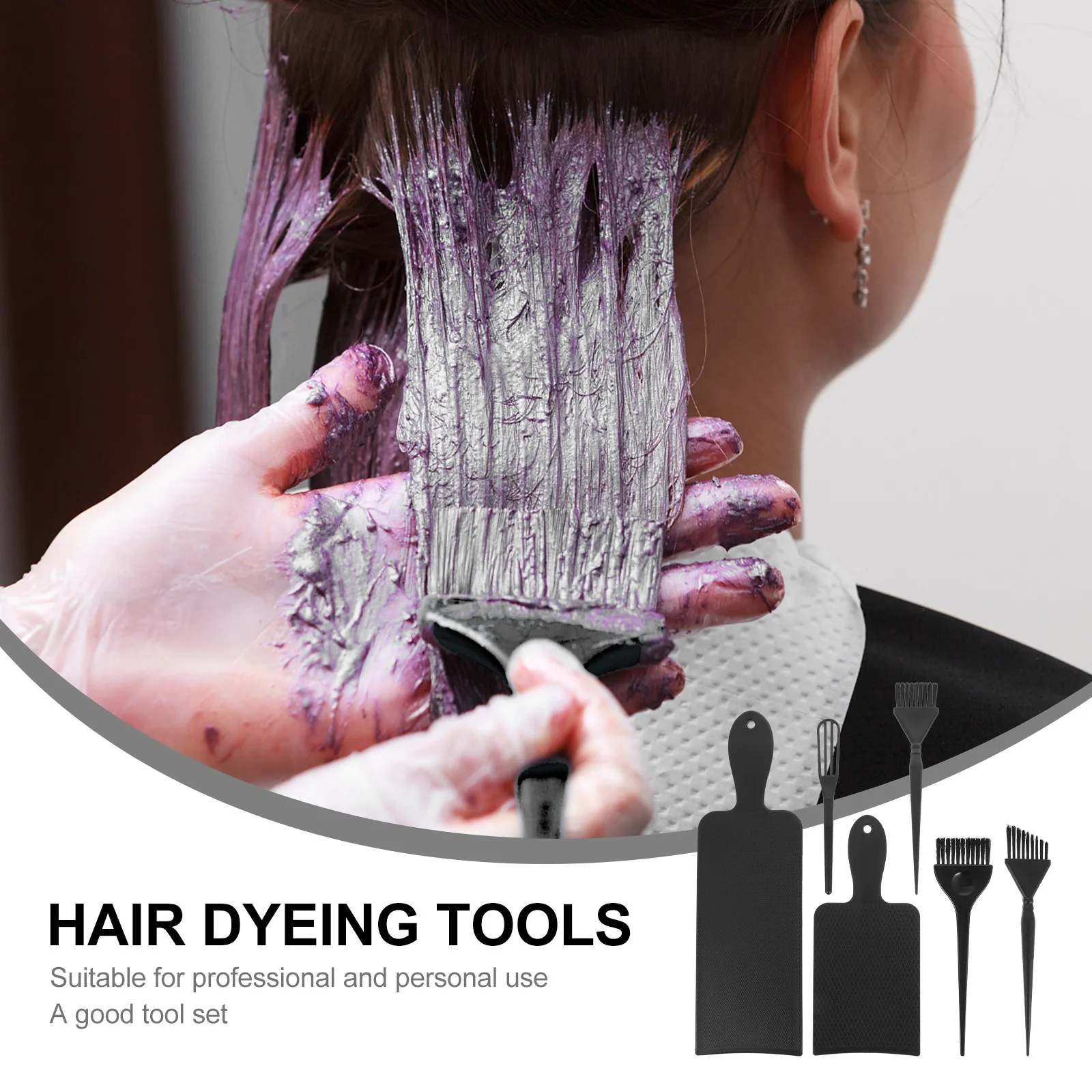 6Pcs Hair Coloring Comb Brush and Highlighting Board Set High Quality Plastic Hair Dye Kit for Home Use Scalp Safe Quick Color