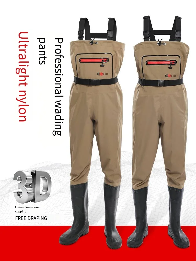 PVC Fishing Waders,River Lake Lure Wading Pants, Travel Sea Clothing, Outdoor Waterproof Overalls, Breathable Comfort,Black