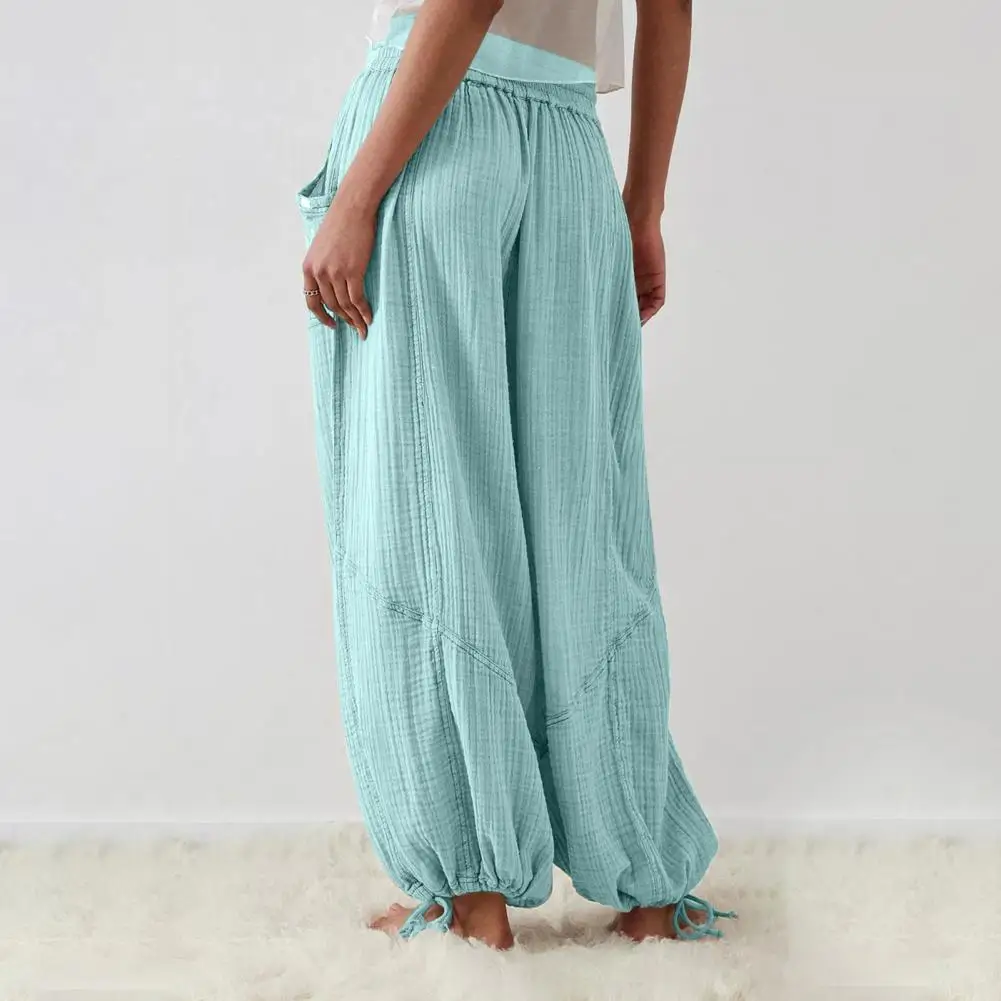 Fashionable Women Pants Comfortable Wide Leg Women's Pants with Elastic Waist Deep Crotch Pleats for Casual Wear for Style