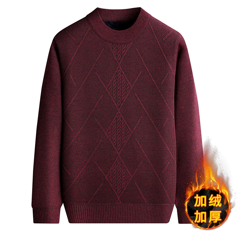 

Autumn and Winter Men's Sweater Pullover Round Neck Men's Fitted Bottom Knitting Shirt for Middle and Old Age Men's Clothing