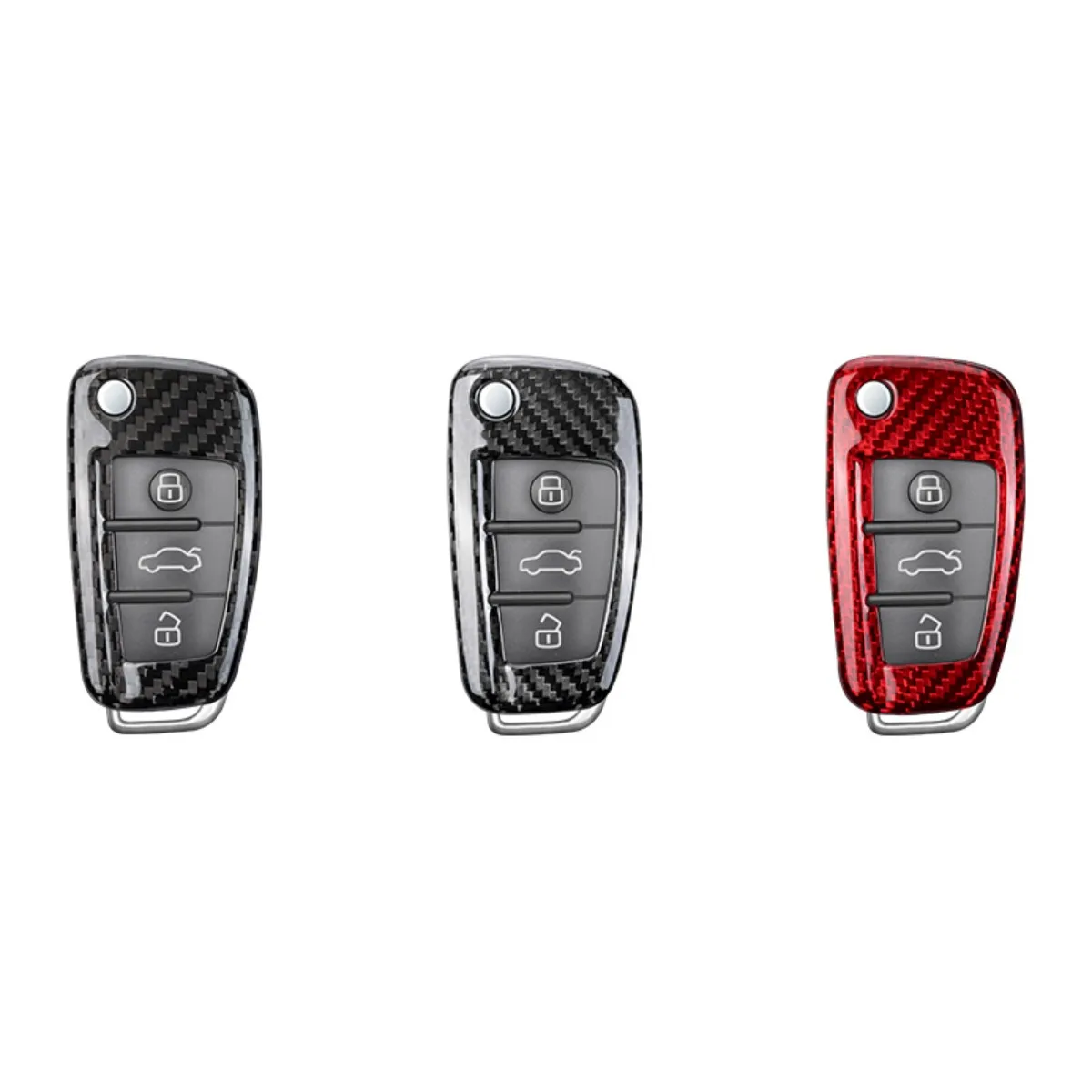 T-Carbon Carbon Fiber Car Folding Key Cover Full Case Shell For Audi A3 8L 8P A4 B6 B7 B8 C6 4F RS3 TT 8L 8V S3 C5 C6 Q3 Q7