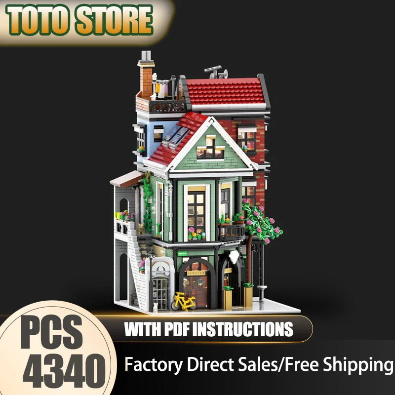 

Moc Building Bricks Townhouse with Jeweler and Pancake House Model Technology Modular Block Toys DIY Assembly Christmas Gifts