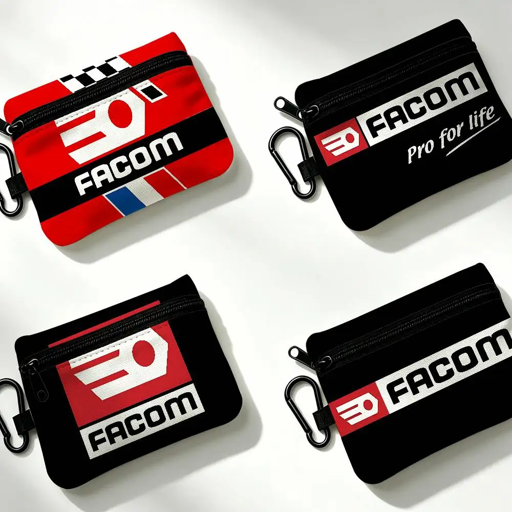 F-FACOM Logo Multifunctional Oxford Cloth Small Pouch With Hook Mini Coin Wallet Earbud Storage Bag