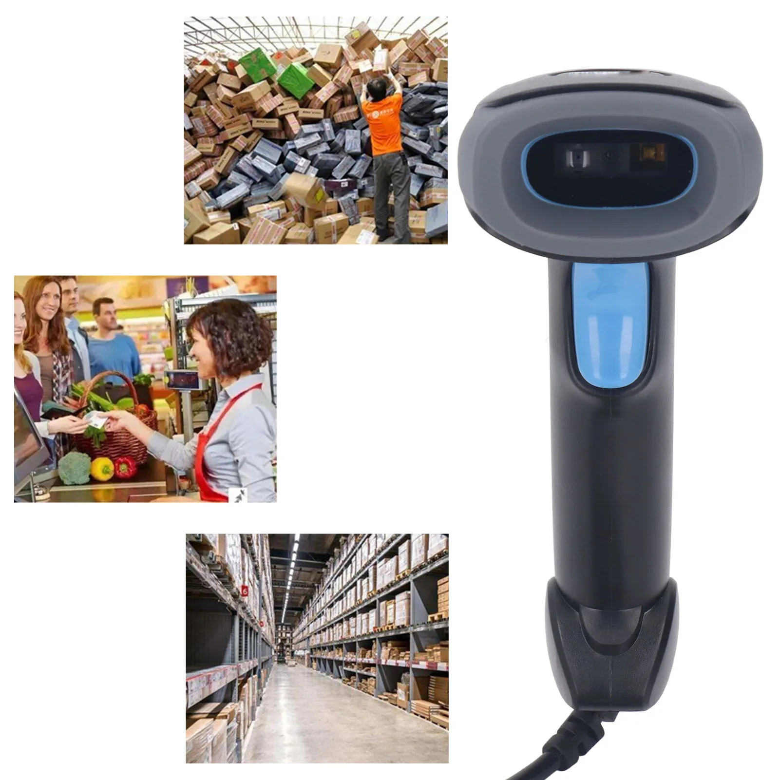 S20 Handheld Barcode Scanner Wired Barcode Reader Handheld 2D QR Barcode Scanner for Logistics Express Delivery