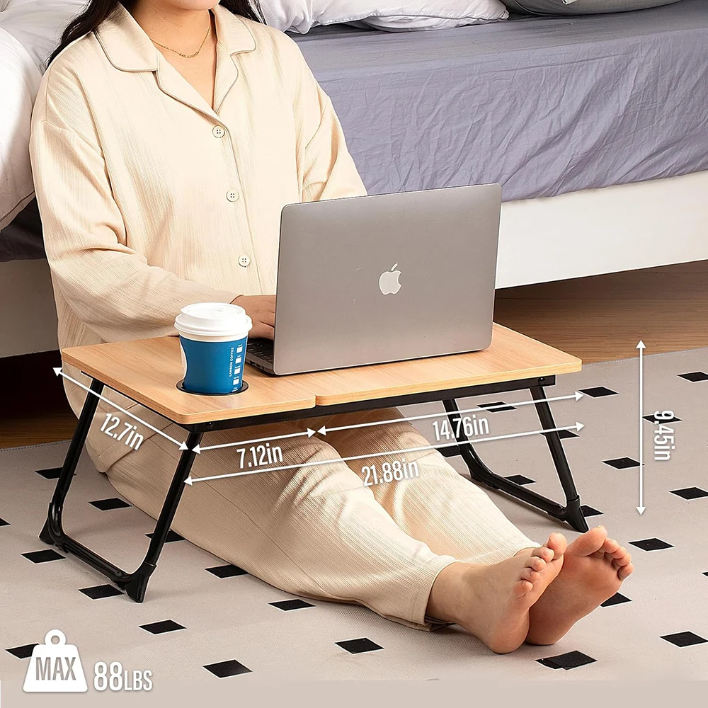 Portable Laptop Bed Table Folding Laptop Table with Cup Holder Student Dormitory Writing Desk Computer Desk Office Furniture