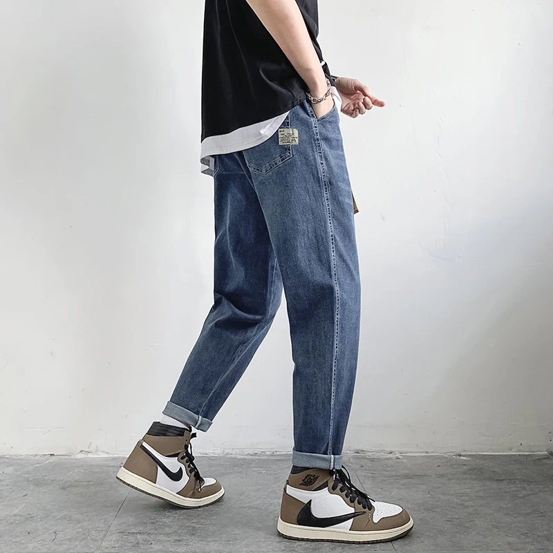 

Loose Fit Men's Jeans Straight Leg Thin Casual Summer Lightweight Elastic Harajuku Style Trendy Brand Light Color Fashionable...